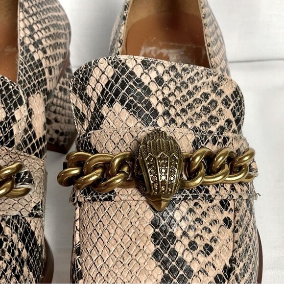 Kurt Geiger Chelsea Snake Print Block Heel Loafer w/ Chain Eagle Head Sz 6 Shoes - Picture 5 of 13